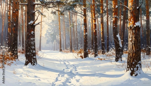 winter forest in the morning