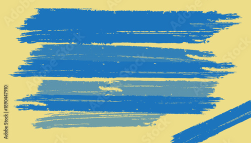 Blue Brush Stroke Banner Background, Hand Painted Abstract Texture Vector. Artistic Abstract Banner