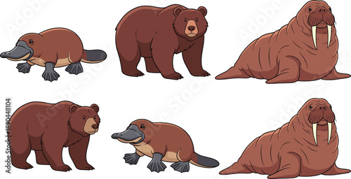 Photography Wild animal cartoon vector set