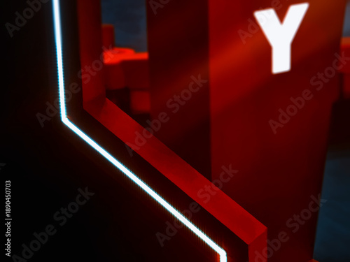 Dramatic letter Y in corridors of the spaceship illustration