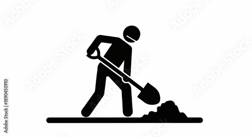 Person digging with shovel icon symbol.