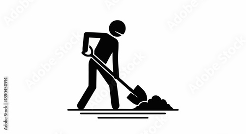 Person digging with shovel icon symbol.