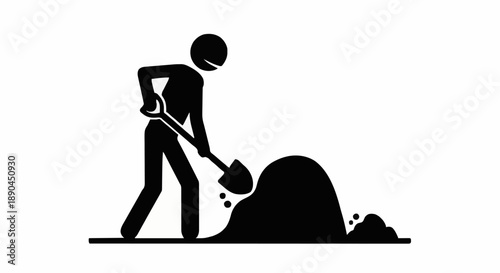 Person digging with shovel icon symbol.
