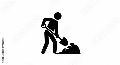 Person digging with shovel icon symbol.