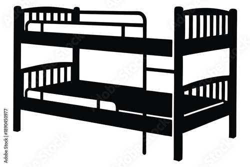 bunk bed silhouette line art vector illustration