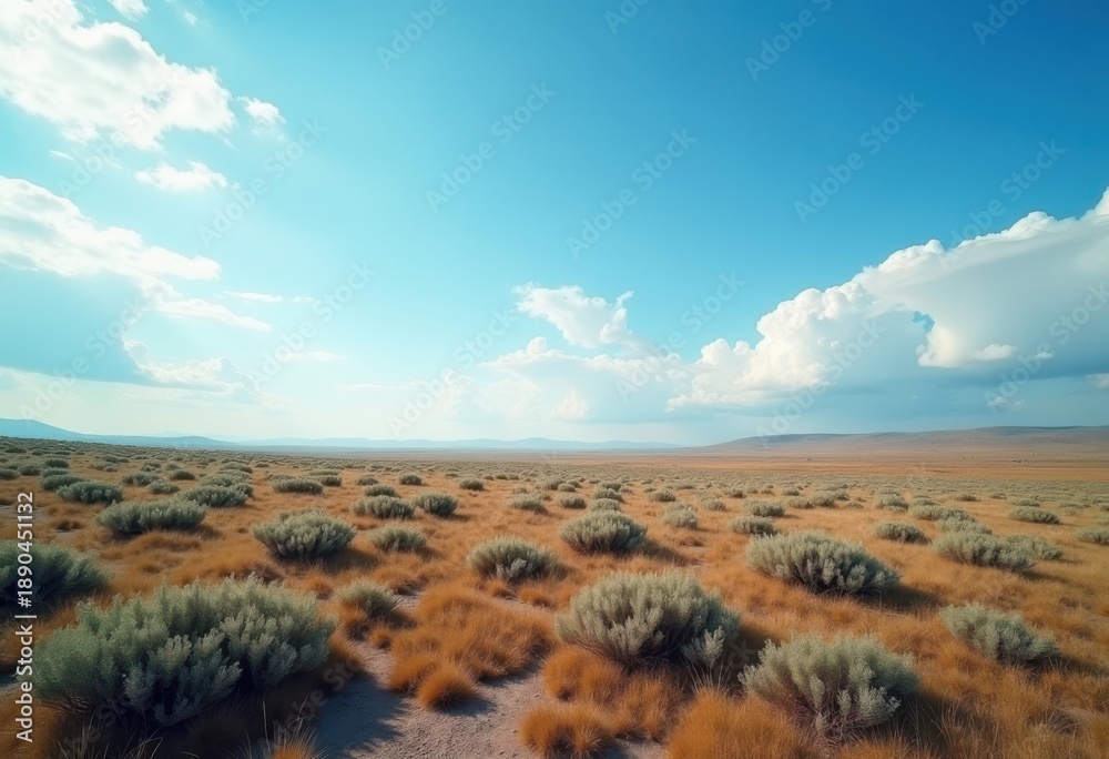 Fototapeta premium Expansive Open Moorland with Low Shrubs and Infinite Sky Captured In Striking Clarity for Adventurous Explorations