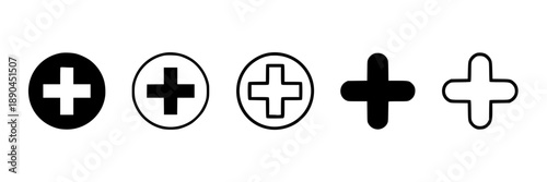 Collection of black and white stylized mountain range icons, vector graphics