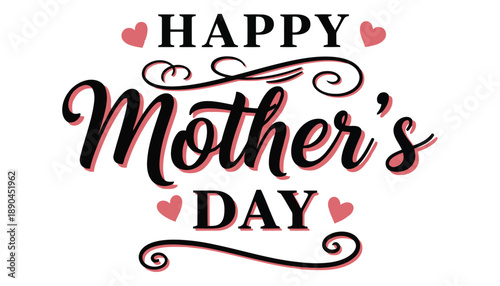 Happy mother's day greeting card with hearts and floral design