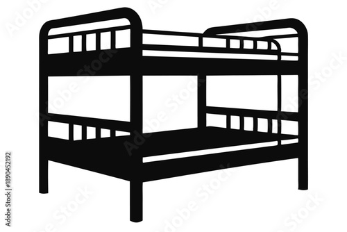 bunk bed silhouette line art vector illustration