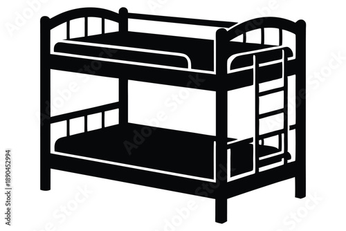 bunk bed silhouette line art vector illustration