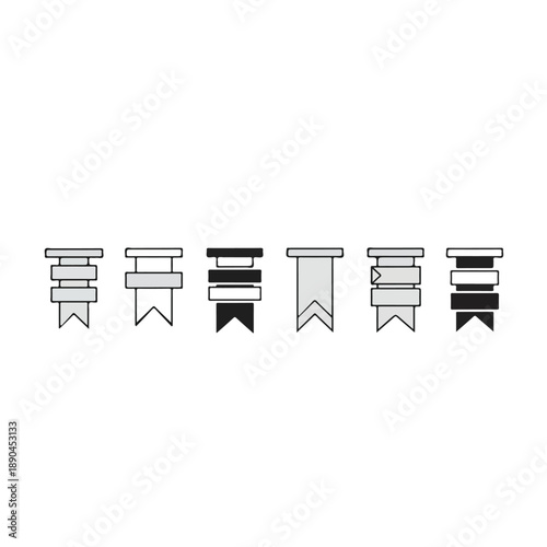 Stacked Books Row with Bookmark Icons