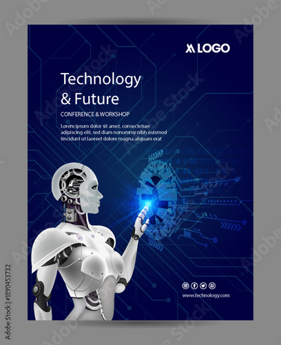 Future Technology AI and Robotics Innovation Flyer Template Design