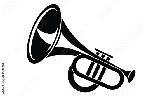 bugle silhouette line art vector illustration