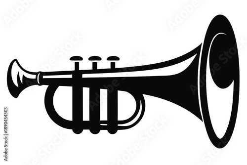 bugle silhouette line art vector illustration