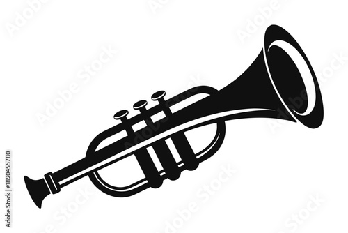 bugle silhouette line art vector illustration