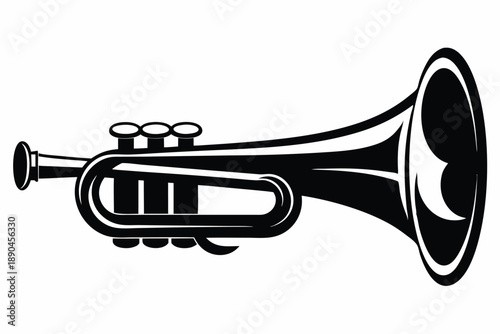 bugle silhouette line art vector illustration
