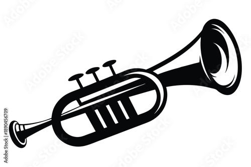 bugle silhouette line art vector illustration
