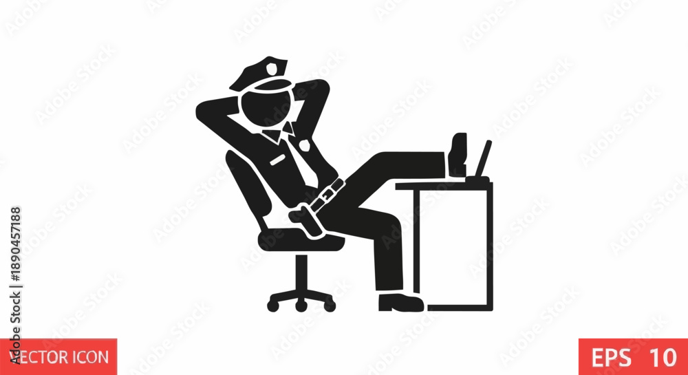 custom made wallpaper toronto digitalPolice Officer Relaxing at Desk with Laptop Icon.