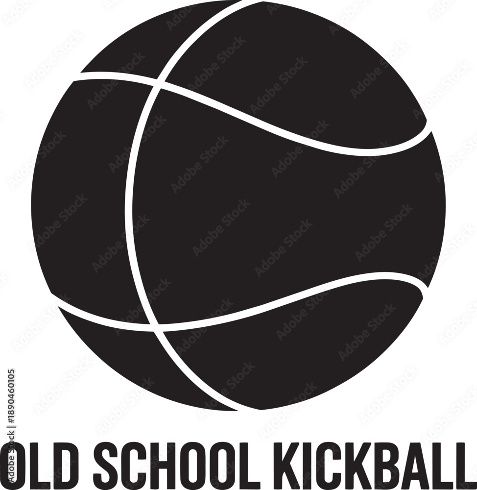 Fototapeta premium Classic kickball illustration in black and white for sports themed designs transparent background