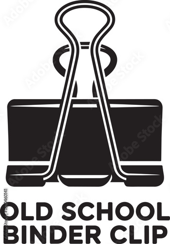 Old school binder clip vintage paper clip filled silhouette graphic design