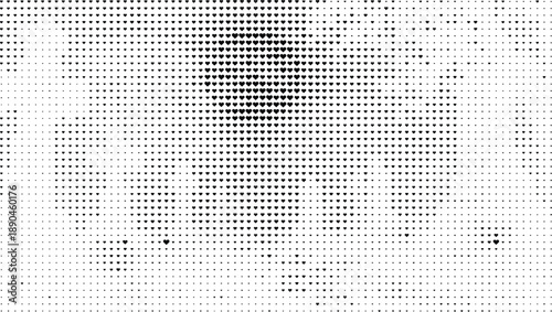 Dense black hearts radial pattern background, Artistic love heart circular design