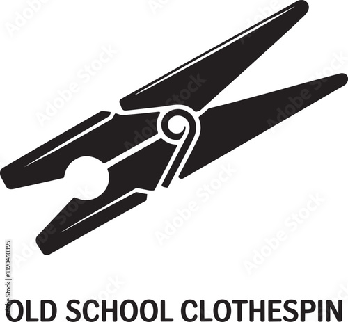 Old school clothespin on transparent background vector illustration