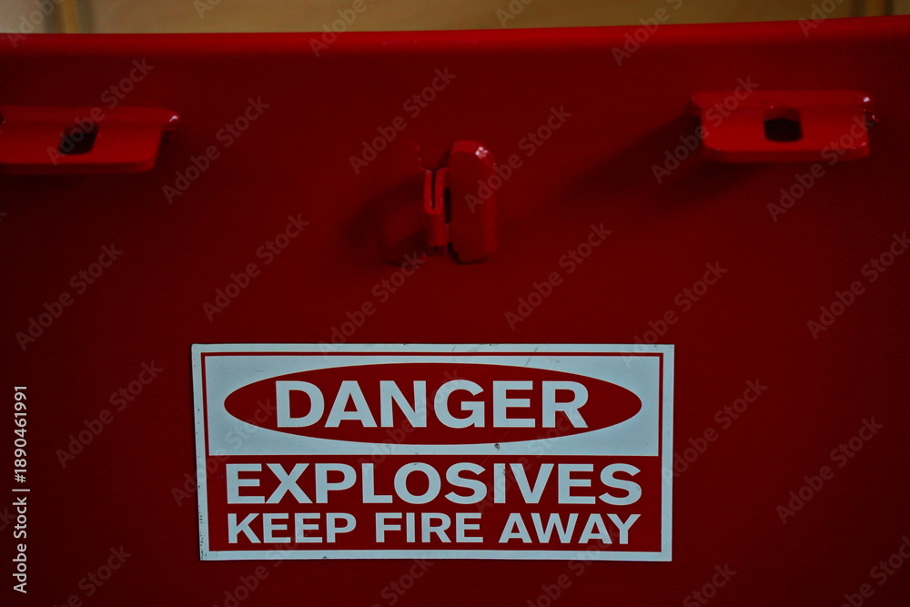 Naklejka premium A box for storing and transporting explosives. Military exercises.