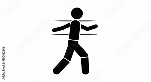 Silhouette of a person walking forward with arms outstretched.