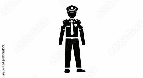 Silhouette of a police officer standing at attention.