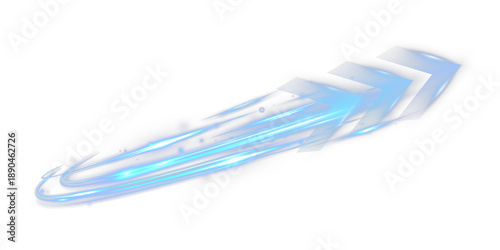 Wallpaper Mural Blue glowing speed arrows with light trails and motion blur on transparent background. Torontodigital.ca
