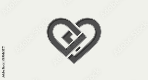 Stylized letter E in the shape of a heart symbolizing love and elegance.