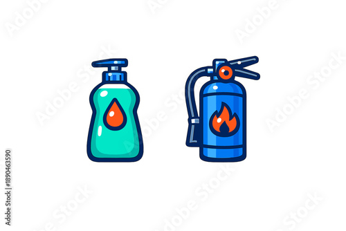 Soap dispenser and fire extinguisher equipment for safety and hygiene purposes