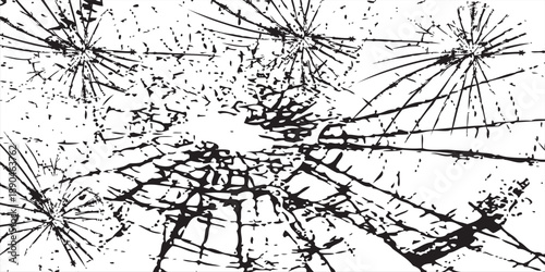 Abstract black scratch texture on white background, chaotic grunge pattern for expressive design use.