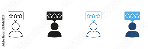 User Review Rating With Stars Line And Solid Icon Set. Customer Feedback And Satisfaction Evaluation Symbol. Business And Service Quality Assessment. Isolated Vector Illustration
