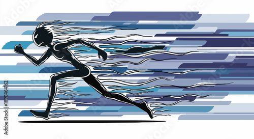 Silhouette Runner Moving Fast Abstract Motion Blur.