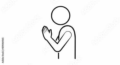 Simple Line Art Figure Praying or Meditating.