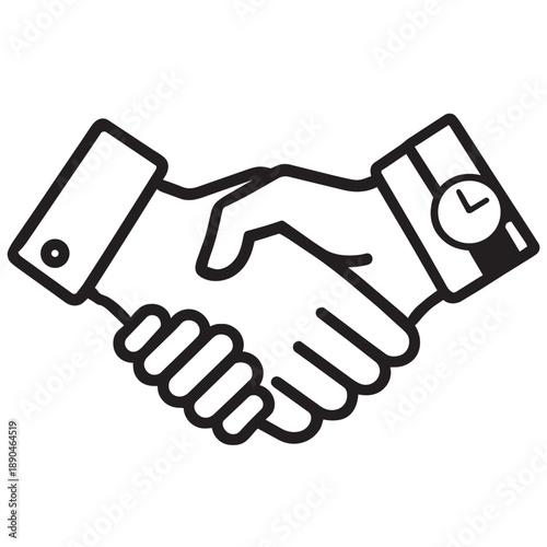 Two hands shaking with a clock symbolizing a deal or agreement handshake partnership