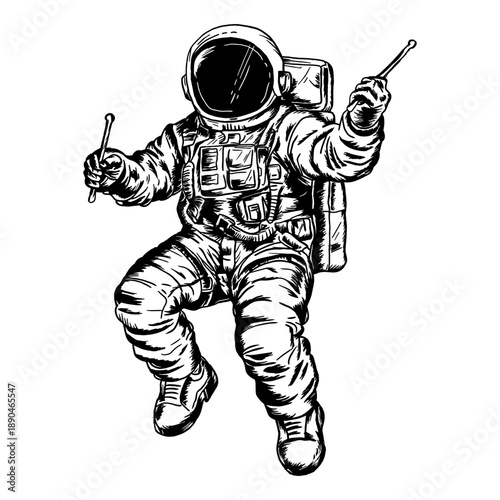 astronaut drumming in space