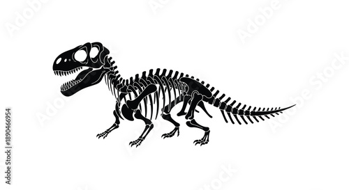 A striking black silhouette depicts a velociraptor skeleton showcasing its anatomical structure and prehistoric form silhouette high quality professional detailed modern