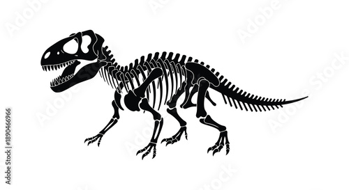 A striking black silhouette of a velociraptor skeleton showcasing its anatomy and prehistoric form silhouette high quality professional detailed modern elegant
