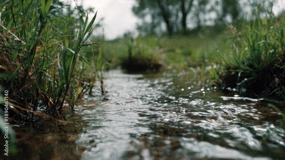 Obraz premium Babbling Brook and Green Grass