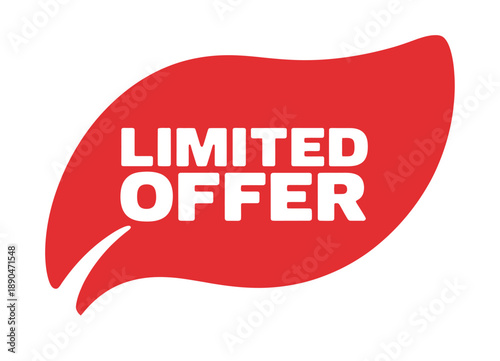 A red leaf shaped sign displays the words limited offer in white text