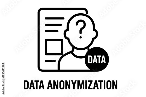 Outline icon symbolizing data anonymization, personal identity protection, and digital privacy concept