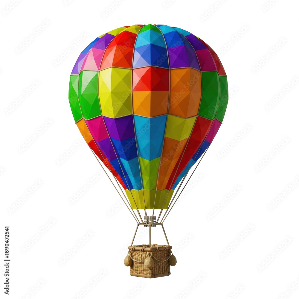 Fototapeta premium Colorful hot air balloon with basket
