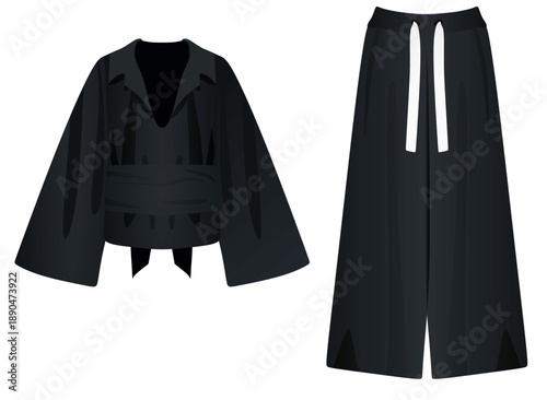 Black kimono for training. vector