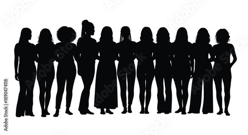 Group of women standing together in silhouette