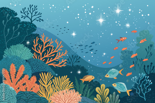 Coral Reef With Tiny Fish And Spar Professional Photo Great for Commercial Projects