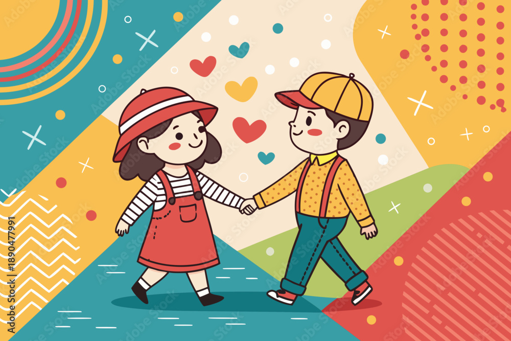 Fototapeta premium Showcasing Cute Couple Holding Hands Abstr Elegant Professional Photo