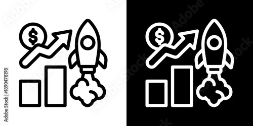 Growth Icon Of Line Black And White Style Vector Illustration

