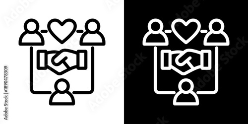 Empathy Icon Of Line Black And White Style Vector Illustration

